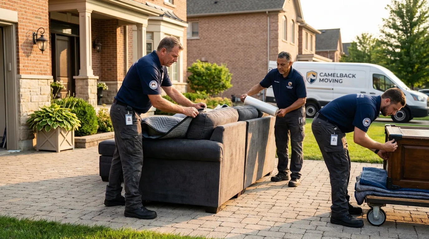 Large estate moving crew wrapping furniture in Fountain, CO