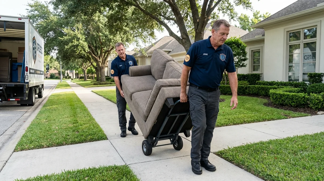 Local residential moving crew loading furniture in Fountain, CO