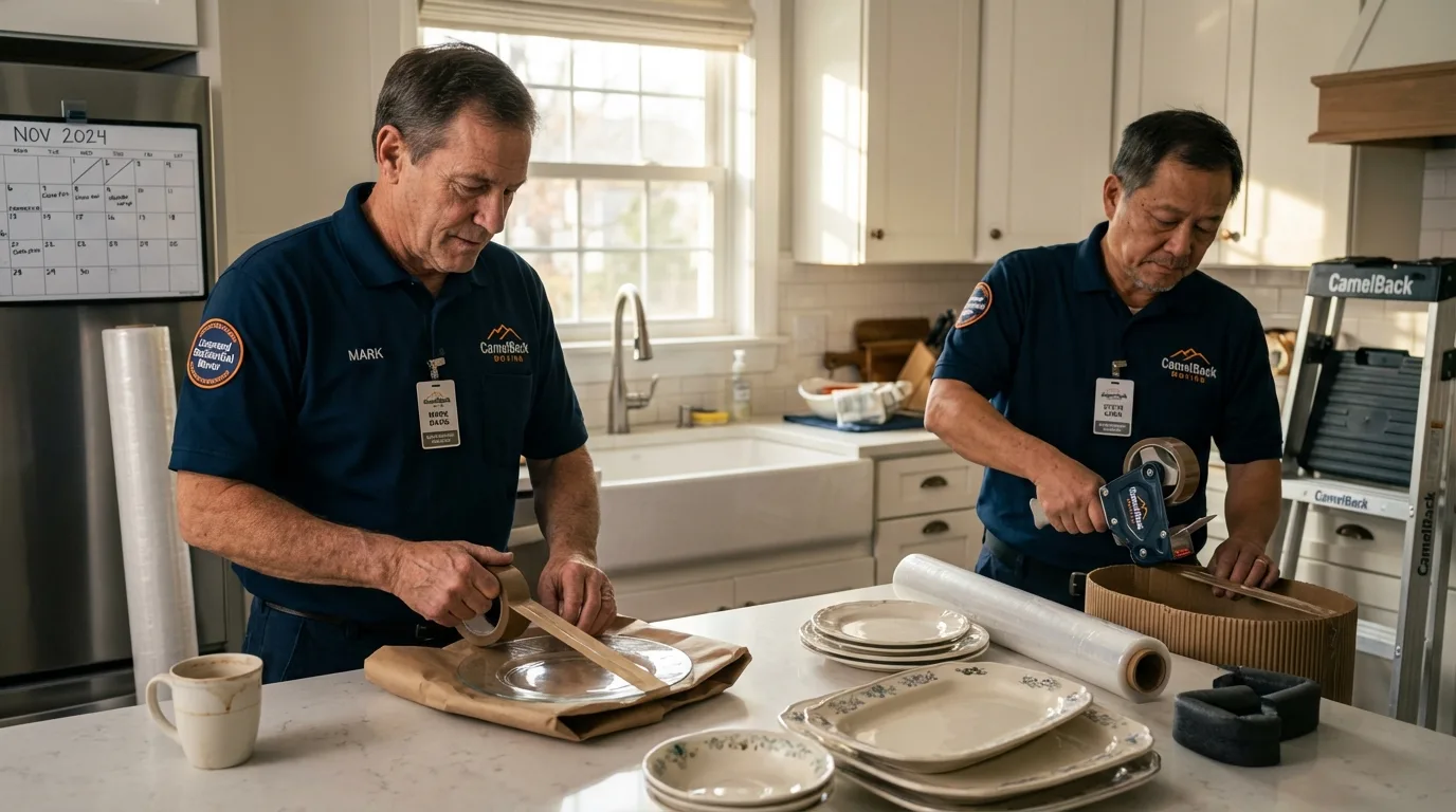 Professional crew packing kitchen dishware in Fountain, CO